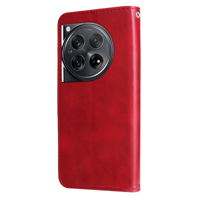 For OnePlus 12 Fashion Calf Texture Zipper Leather Phone Case(Red) - OnePlus Cases by buy2fix | Online Shopping UK | buy2fix