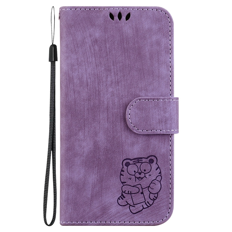 For iPhone 16 Pro Little Tiger Embossed Leather Phone Case(Purple) - iPhone 16 Pro Cases by buy2fix | Online Shopping UK | buy2fix