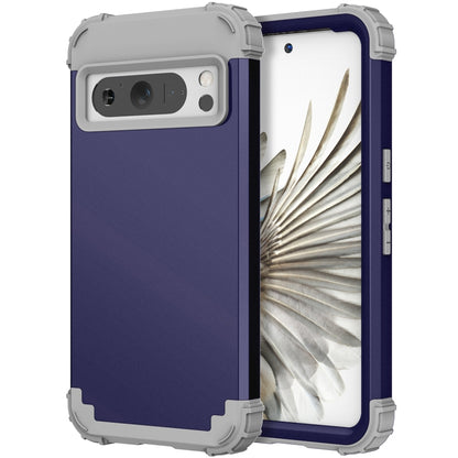 For Google Pixel 8 Pro 3 in 1 Shockproof PC + Silicone Phone Case(Navy Blue+Grey) - Google Cases by buy2fix | Online Shopping UK | buy2fix