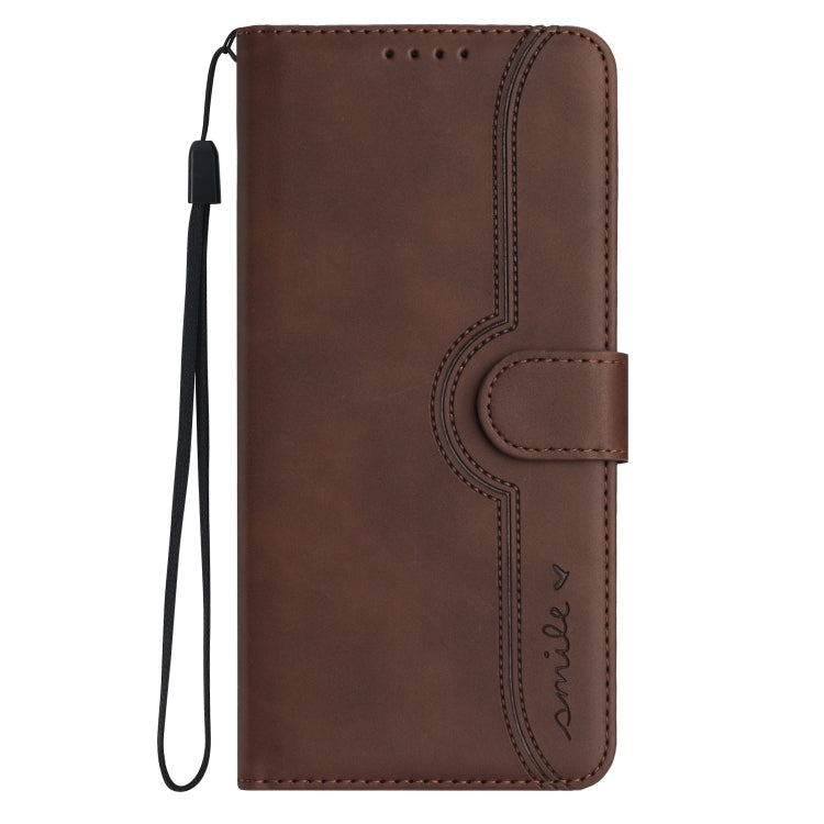 For iPhone SE 2024 Heart Pattern Skin Feel Leather Phone Case(Brown) - More iPhone Cases by buy2fix | Online Shopping UK | buy2fix