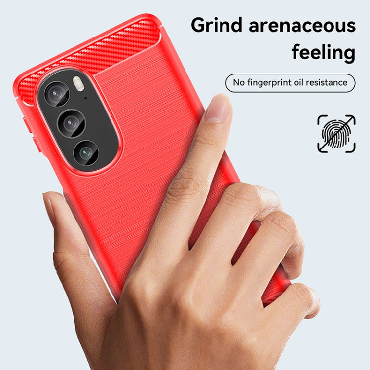 For Motorola Edge 30 Pro Brushed Texture Carbon Fiber TPU Phone Case(Red) - Motorola Cases by buy2fix | Online Shopping UK | buy2fix
