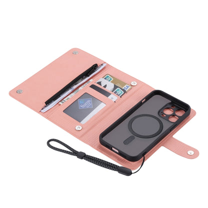 For iPhone 13 Pro Max ViLi GHB Series MagSafe Magnetic Zipper Leather Phone Case(Pink) - iPhone 13 Pro Max Cases by ViLi | Online Shopping UK | buy2fix