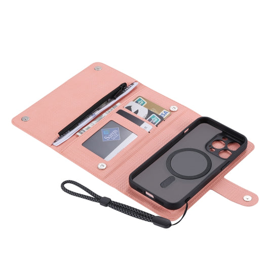 For iPhone 15 Plus ViLi GHB Series MagSafe Magnetic Zipper Leather Phone Case(Pink) - iPhone 15 Plus Cases by ViLi | Online Shopping UK | buy2fix