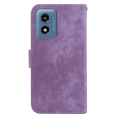 For Motorola Moto G Play 4G 2024 Little Tiger Embossed Leather Phone Case(Purple) - Motorola Cases by buy2fix | Online Shopping UK | buy2fix