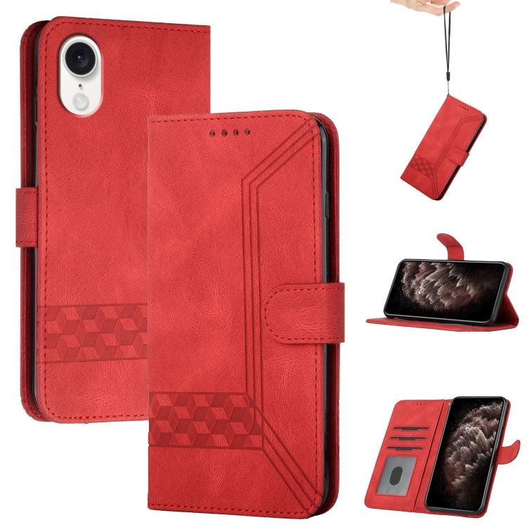 For iPhone SE 2024 Cubic Skin Feel Flip Leather Phone Case(Red) - More iPhone Cases by buy2fix | Online Shopping UK | buy2fix