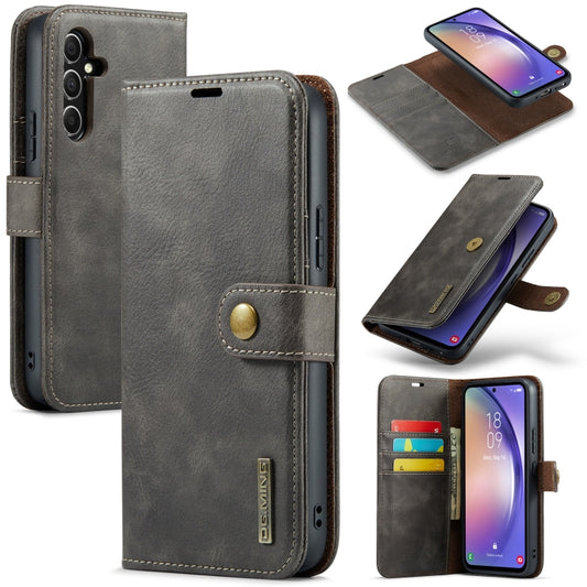 For Samsung Galaxy A35 5G DG.MING Crazy Horse Texture Detachable Magnetic Leather Case(Grey) - Galaxy Phone Cases by DG.MING | Online Shopping UK | buy2fix