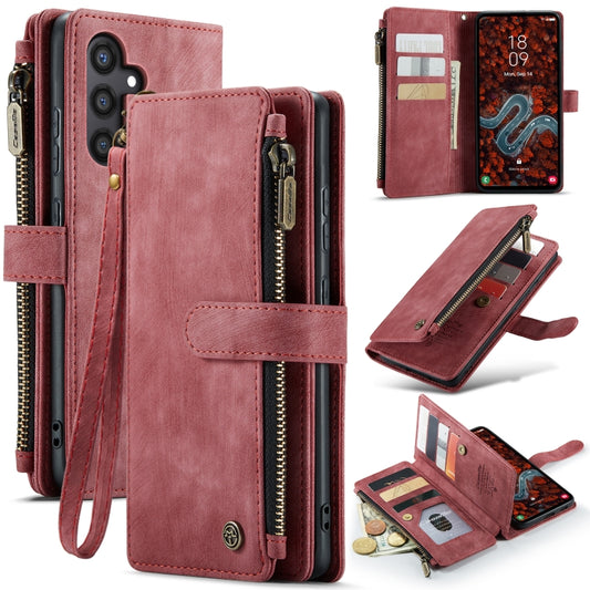 For Samsung Galaxy S24+ 5G CaseMe C30 Card Slots Zipper Wallet Leather Phone Case(Red) - Galaxy S24+ 5G Cases by CaseMe | Online Shopping UK | buy2fix