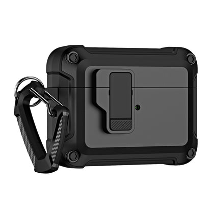 For AirPods Pro 2 TPU + PC Wireless Bluetooth Earphone Protective Case with Switch Lock & Hook(Black) - For AirPods Pro 2 by buy2fix | Online Shopping UK | buy2fix