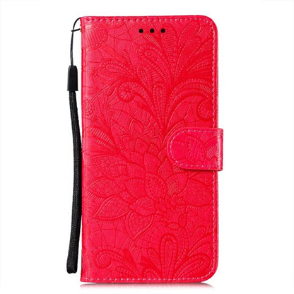 For iPhone 16 Pro Max Lace Flower Embossing Flip Leather Phone Case(Red) - iPhone 16 Pro Max Cases by buy2fix | Online Shopping UK | buy2fix