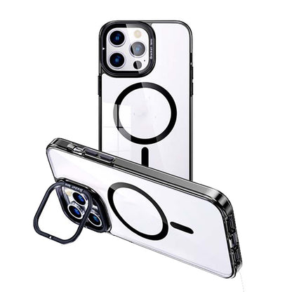 For iPhone 14 Pro MagSafe Magnetic Invisible Holder Transparent Phone Case(Black) - iPhone 14 Pro Cases by buy2fix | Online Shopping UK | buy2fix