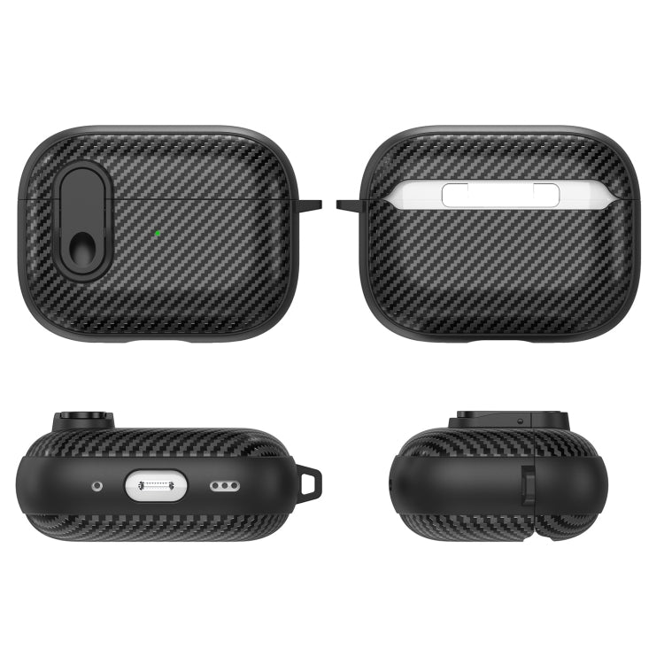 For AirPods 3 Carbon Fiber Texture Wireless Earphones Case with Security Lock(Dark Green) - For AirPods 3 by buy2fix | Online Shopping UK | buy2fix