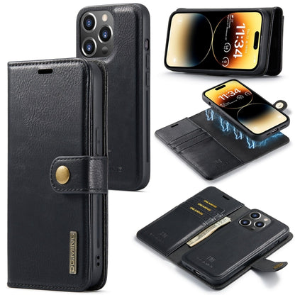 For iPhone 15 Pro Max DG.MING Crazy Horse Texture Detachable Magnetic Leather Phone Case(Black) - iPhone 15 Pro Max Cases by DG.MING | Online Shopping UK | buy2fix