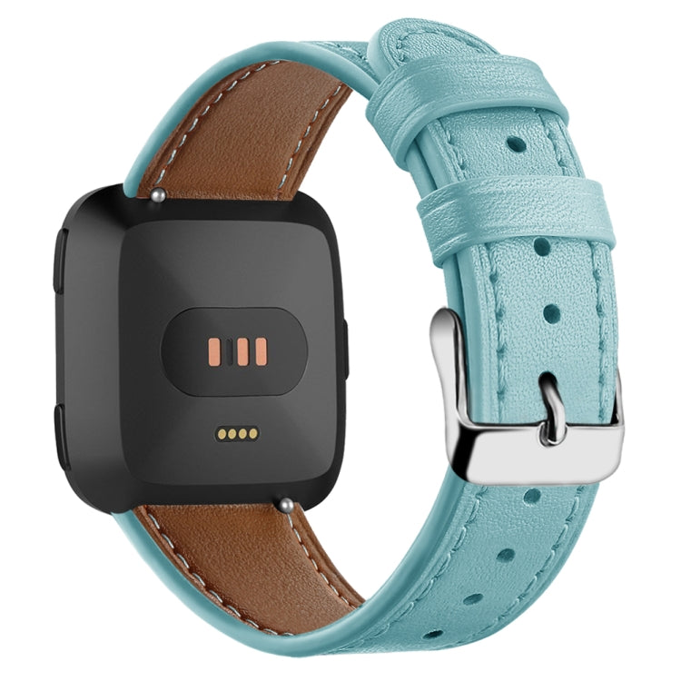 For Fitbit Versa 2 / Fitbit Versa / Fitbit Versa Lite Leather Watch Band with Round Tail Buckle(Teal) - Watch Bands by buy2fix | Online Shopping UK | buy2fix