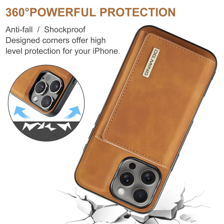 For iPhone 16 Pro Max DG.MING M1 Series 3-Fold Multi Card Wallet Leather Phone Case(Brown) - iPhone 16 Pro Max Cases by DG.MING | Online Shopping UK | buy2fix