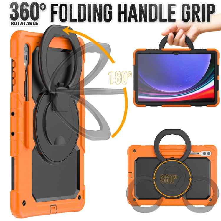 For Samsung Galaxy Tab S10 Ultra D Type Silicone Hybrid PC Tablet Case with Handle Holder(Orange) - Galaxy Tab S9 Ultra Cases by buy2fix | Online Shopping UK | buy2fix