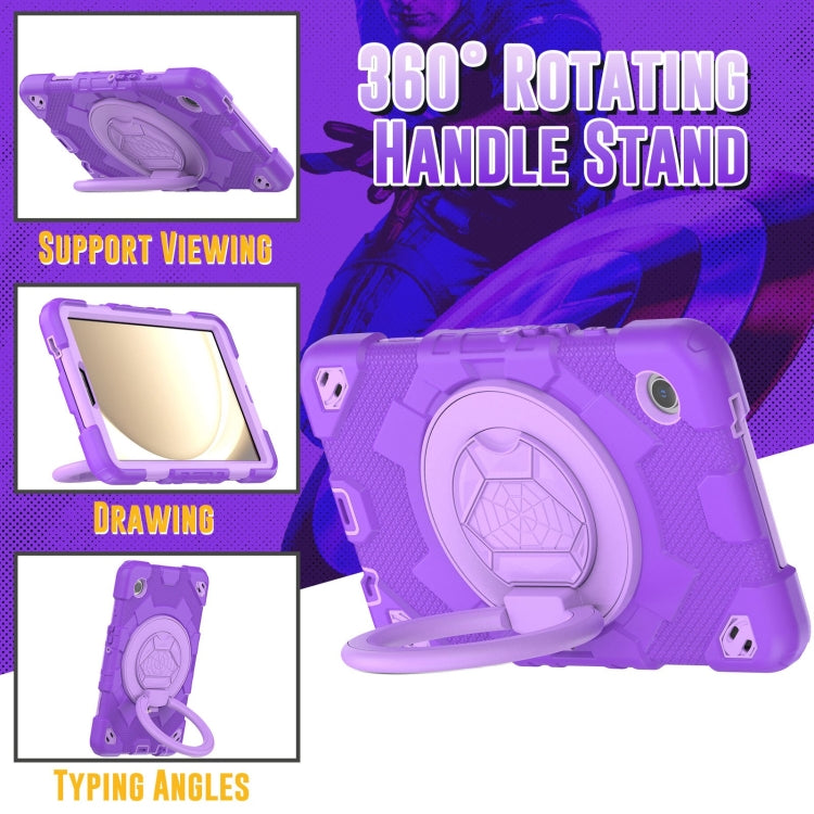 For Samsung Galaxy Tab A9 Spider Rotation Handle Silicone Hybrid PC Tablet Case(Purple) - Galaxy Tab A9 by buy2fix | Online Shopping UK | buy2fix