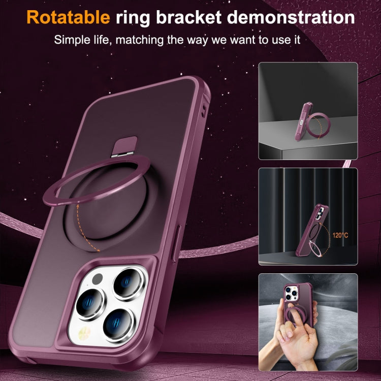 For iPhone 14 Pro MagSafe Magnetic Holder Phone Case(Wine Red) - iPhone 14 Pro Cases by buy2fix | Online Shopping UK | buy2fix