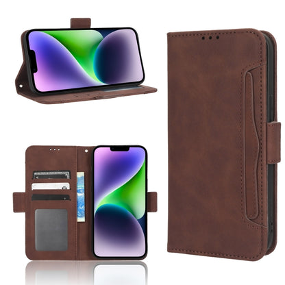 For iPhone 16 Plus Skin Feel Calf Texture Card Slots Leather Phone Case(Brown) - iPhone 16 Plus Cases by buy2fix | Online Shopping UK | buy2fix