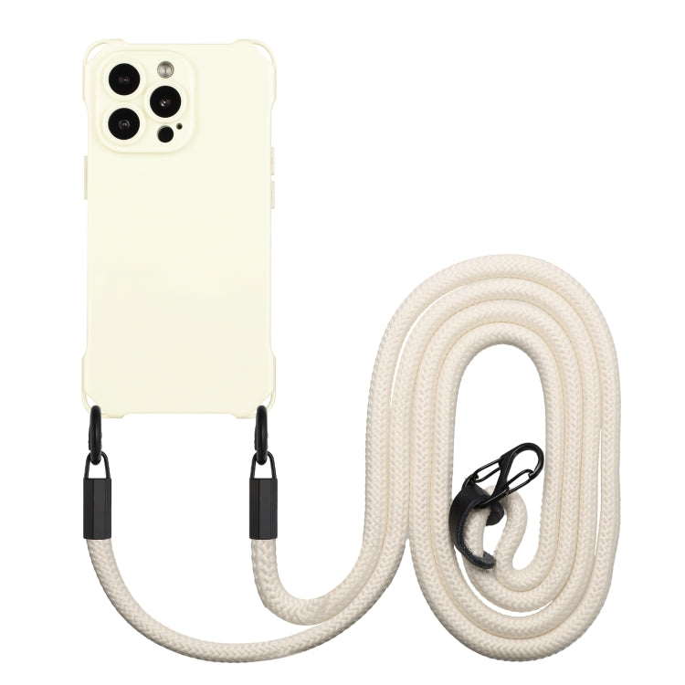 For iPhone 16 Pro Four-corner Shockproof TPU Phone Case with Lanyard(White) - iPhone 16 Pro Cases by buy2fix | Online Shopping UK | buy2fix