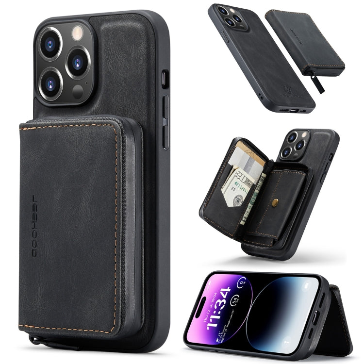 For iPhone 15 Pro Max JEEHOOD Magnetic Zipper Wallet Leather Phone Case(Black) - iPhone 15 Pro Max Cases by JEEHOOD | Online Shopping UK | buy2fix