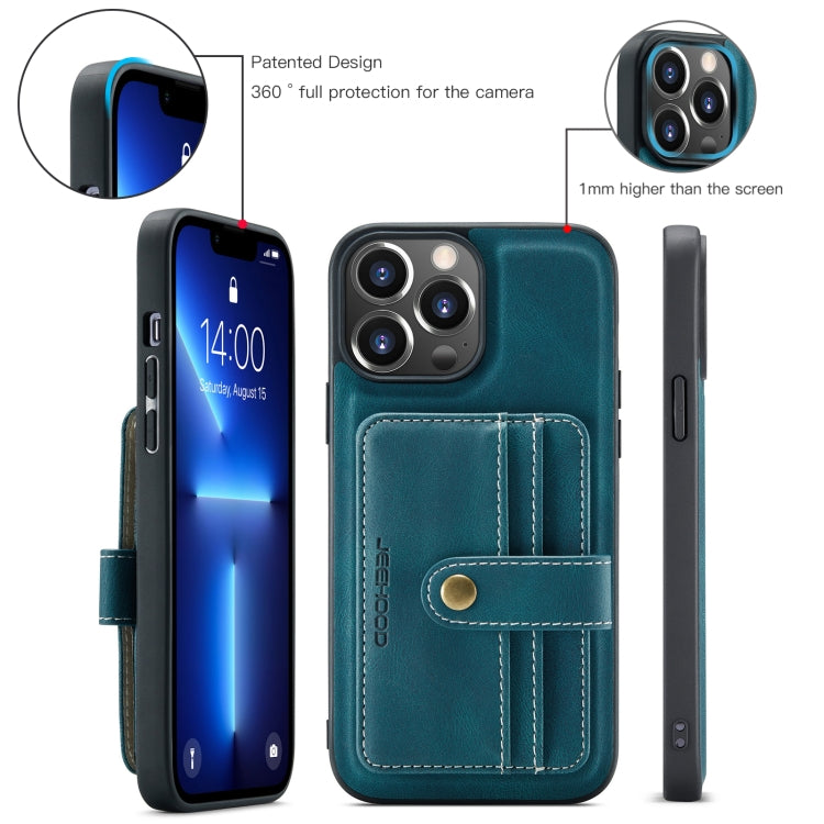 For iPhone 15 Pro Max JEEHOOD RFID Blocking Anti-Theft Magnetic PU Phone Case(Blue) - iPhone 15 Pro Max Cases by JEEHOOD | Online Shopping UK | buy2fix