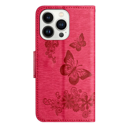 For iPhone 16 Pro Butterfly Embossed Flip Leather Phone Case(Red) - iPhone 16 Pro Cases by buy2fix | Online Shopping UK | buy2fix