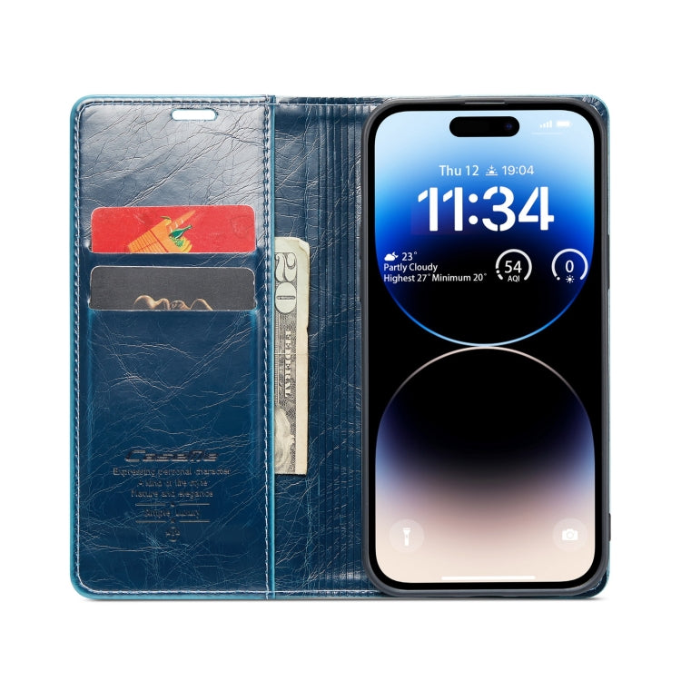 For iPhone 15 Pro CaseMe 003 Crazy Horse Texture Leather Phone Case(Blue) - iPhone 15 Pro Cases by CaseMe | Online Shopping UK | buy2fix