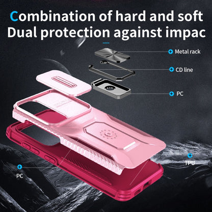 For Samsung Galaxy S24+ 5G Sliding Camshield Holder Phone Case(Pink + Rose Red) - Galaxy S24+ 5G Cases by buy2fix | Online Shopping UK | buy2fix