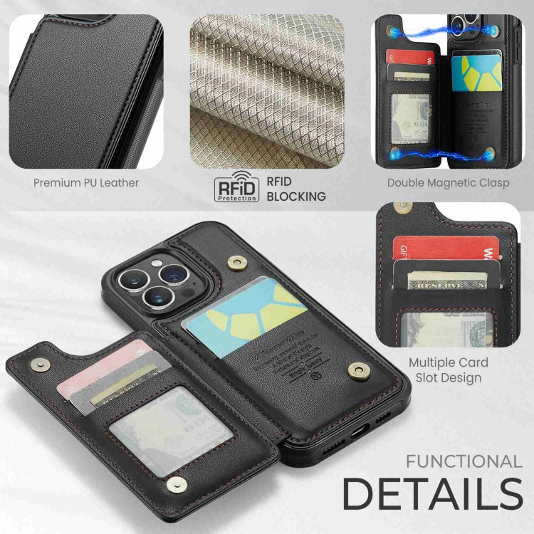 For iPhone 15 Pro Max CaseMe C22 Card Slots Holder RFID Anti-theft Phone Case(Black) - iPhone 15 Pro Max Cases by CaseMe | Online Shopping UK | buy2fix