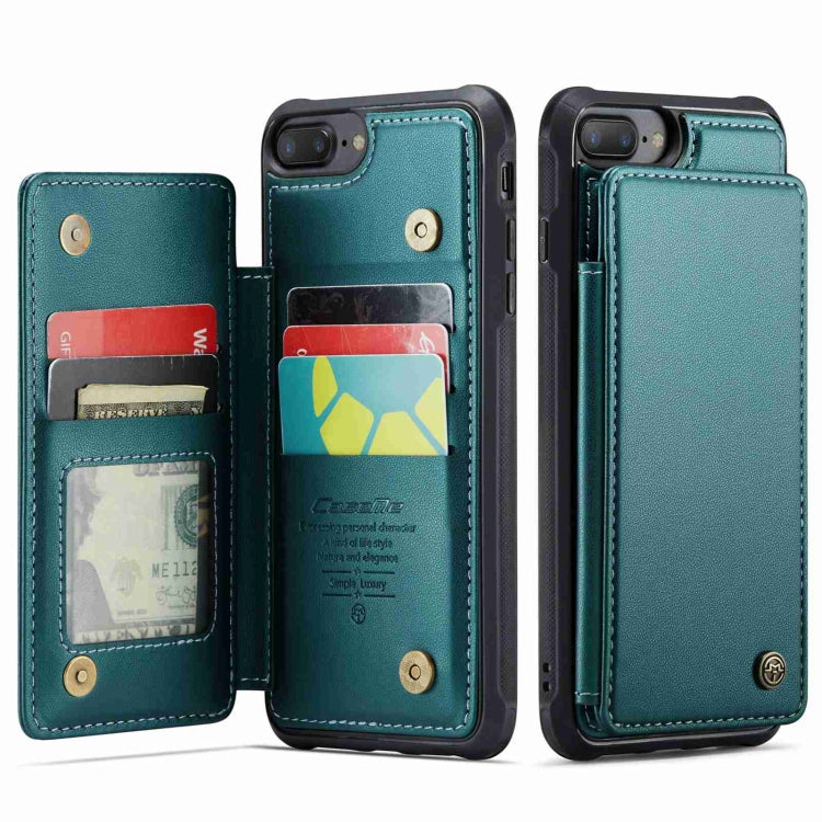 For iPhone 8 Plus / 7 Plus CaseMe C22 Card Slots Holder RFID Anti-theft Phone Case(Blue Green) - More iPhone Cases by CaseMe | Online Shopping UK | buy2fix