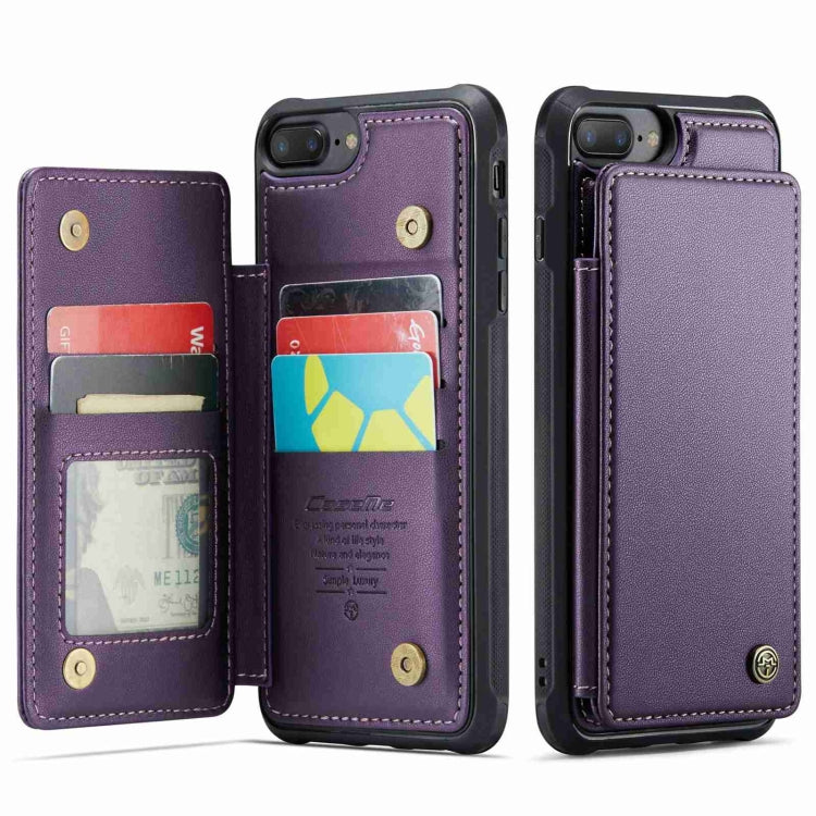 For iPhone 8 Plus / 7 Plus CaseMe C22 Card Slots Holder RFID Anti-theft Phone Case(Purple) - More iPhone Cases by CaseMe | Online Shopping UK | buy2fix