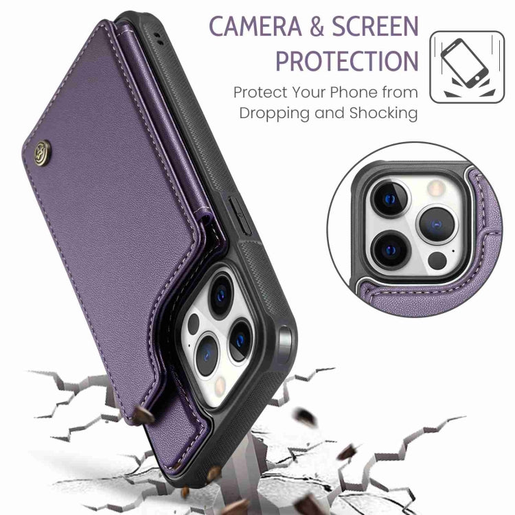 For iPhone 12 Pro Max CaseMe C22 Card Slots Holder RFID Anti-theft Phone Case(Purple) - iPhone 12 Pro Max Cases by CaseMe | Online Shopping UK | buy2fix