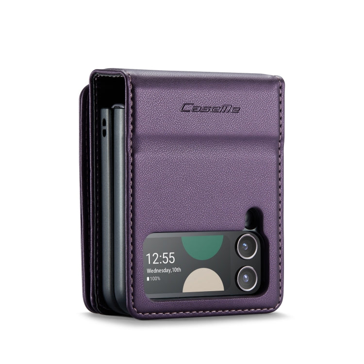 For Samsung Galaxy Z Flip4 5G CaseMe C22 PC+TPU Business Style RFID Anti-theft Leather Phone Case(Purple) - Galaxy Z Flip4 5G Cases by CaseMe | Online Shopping UK | buy2fix