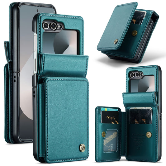 For Samsung Galaxy Z Flip6 5G CaseMe C22 PC+TPU Business Style RFID Anti-theft Leather Phone Case(Blue Green) - Galaxy Z Flip6 5G Cases by CaseMe | Online Shopping UK | buy2fix