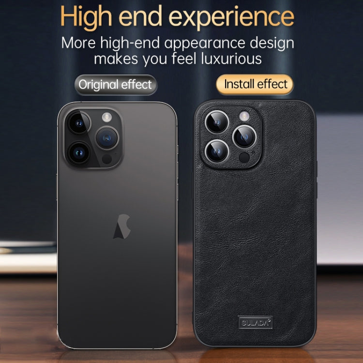 For iPhone 16 SULADA Shockproof TPU Hybrid Handmade Leather Phone Case(Black) - iPhone 16 Cases by SULADA | Online Shopping UK | buy2fix