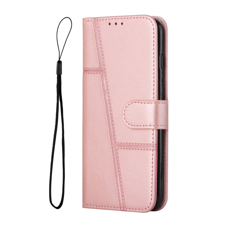 For Motorola Moto G Power 2024 Stitching Calf Texture Buckle Leather Phone Case(Rose Gold) - Motorola Cases by buy2fix | Online Shopping UK | buy2fix