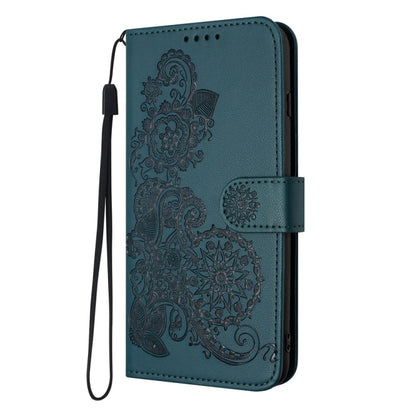 For Motorola Moto G Stylus 5G 2024 Datura Flower Embossed Flip Leather Phone Case(Dark Green) - Motorola Cases by buy2fix | Online Shopping UK | buy2fix