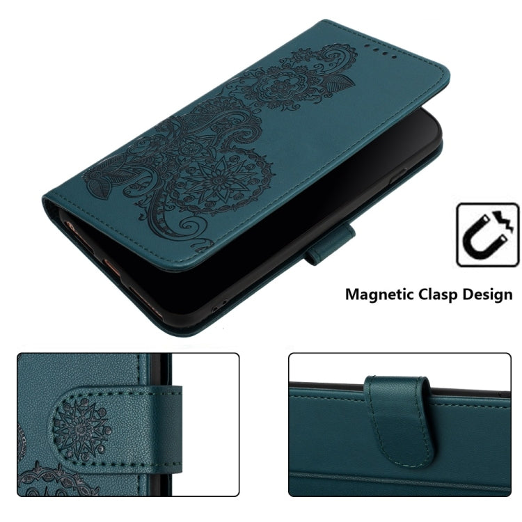 For Motorola Moto G Stylus 5G 2024 Datura Flower Embossed Flip Leather Phone Case(Dark Green) - Motorola Cases by buy2fix | Online Shopping UK | buy2fix