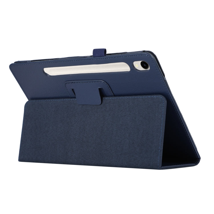 For Samsung Galaxy Tab S9 Ultra Litchi Texture Leather Tablet Case with Holder(Dark Blue) - Other Galaxy Tab PC by buy2fix | Online Shopping UK | buy2fix