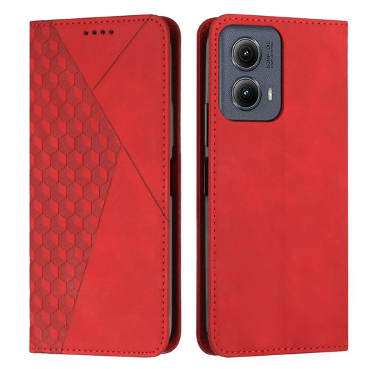 For Motorola Edge 2024 Diamond Splicing Skin Feel Magnetic Leather Phone Case(Red) - Motorola Cases by buy2fix | Online Shopping UK | buy2fix