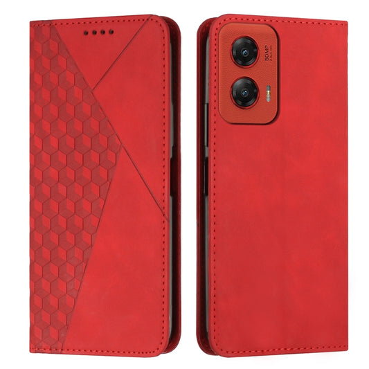 For Motorola Moto G Stylus 5G 2024 Diamond Splicing Skin Feel Magnetic Leather Phone Case(Red) - Motorola Cases by buy2fix | Online Shopping UK | buy2fix