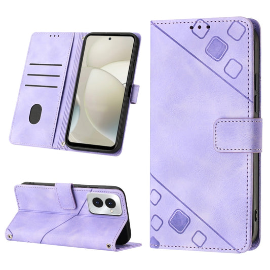 For Motorola Moto G Power 5G 2024 Skin Feel Embossed Leather Phone Case(Light Purple) - Motorola Cases by buy2fix | Online Shopping UK | buy2fix