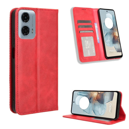 For Motorola Moto G Power 5G 2024 Magnetic Buckle Retro Texture Leather Phone Case(Red) - Motorola Cases by buy2fix | Online Shopping UK | buy2fix