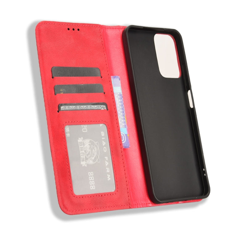 For Motorola Moto G Power 5G 2024 Magnetic Buckle Retro Texture Leather Phone Case(Red) - Motorola Cases by buy2fix | Online Shopping UK | buy2fix