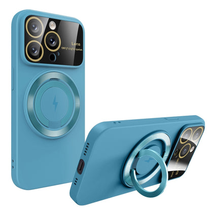 For iPhone 14 Pro Large Window MagSafe Magnetic Holder Phone Case(Sky Blue) - iPhone 14 Pro Cases by buy2fix | Online Shopping UK | buy2fix