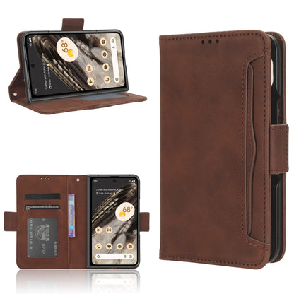 For Google Pixel Fold Skin Feel Calf Texture Card Slots Leather Phone Case(Brown) - Google Cases by buy2fix | Online Shopping UK | buy2fix