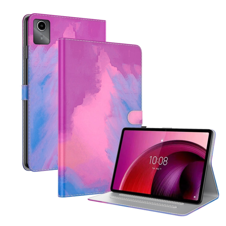 For Lenovo Tab M11 / Xiaoxin Pad 11 2024 Watercolor Pattern Flip Leather Tablet Case(Purple Red) - Lenovo by buy2fix | Online Shopping UK | buy2fix
