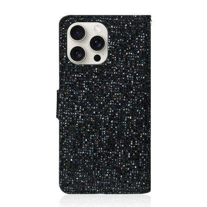 For iPhone 16 Pro Max Glitter Powder Filp Leather Phone Case(Black) - iPhone 16 Pro Max Cases by buy2fix | Online Shopping UK | buy2fix