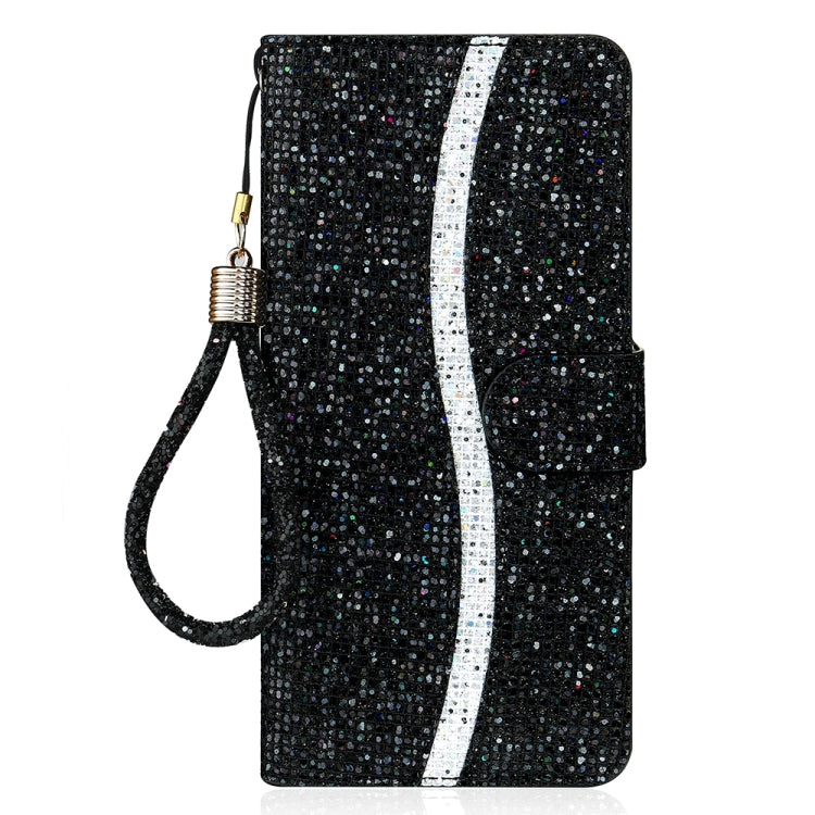 For iPhone 16 Glitter Powder Filp Leather Phone Case(Black) - iPhone 16 Cases by buy2fix | Online Shopping UK | buy2fix