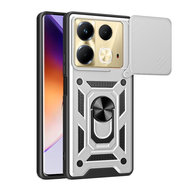 For Infinix Note 40 4G Sliding Camera Cover Design TPU+PC Phone Case(Silver) - Infinix Cases by buy2fix | Online Shopping UK | buy2fix